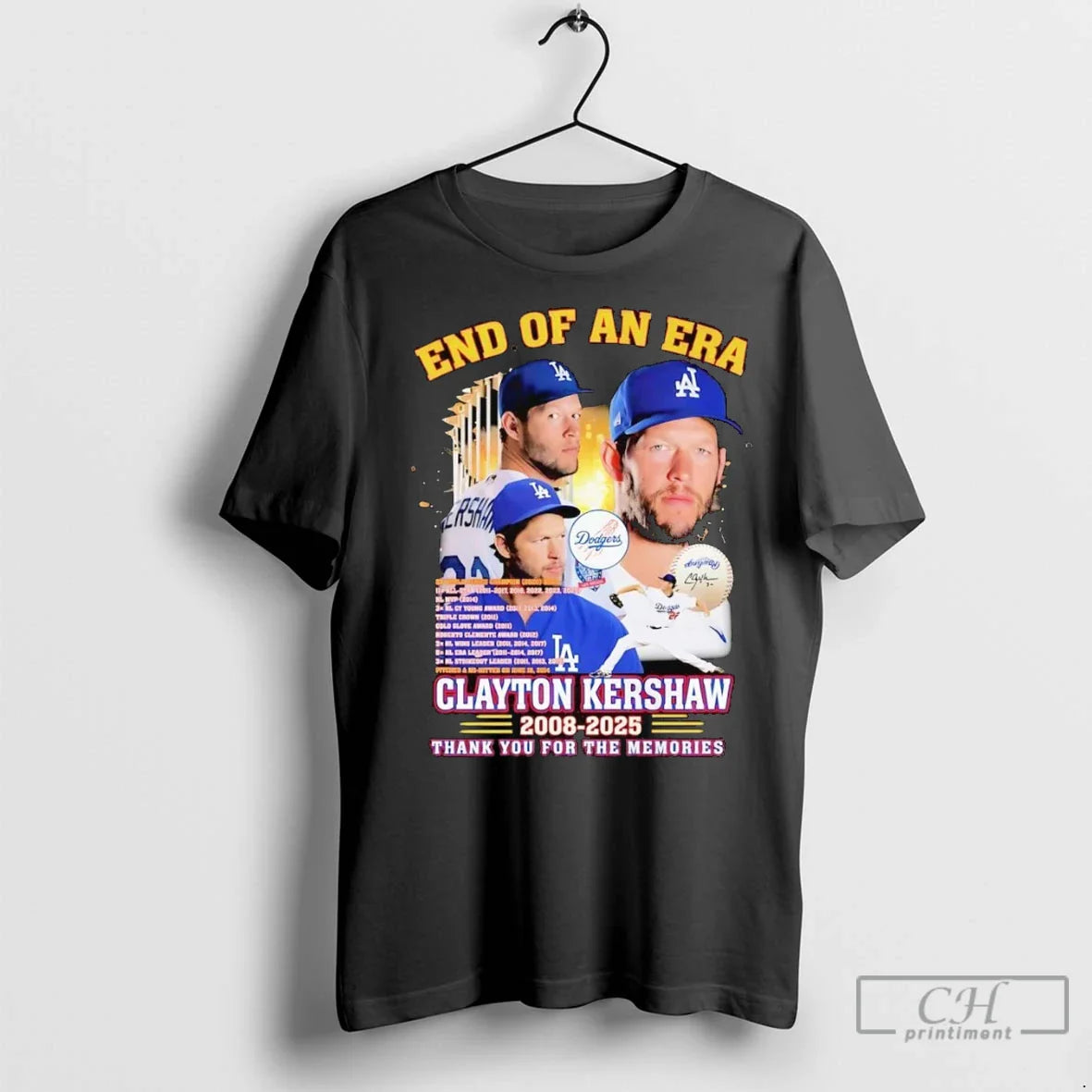 Premium Clayton Kershaw End Era 2008 2025 Thank You Memories TShirt
