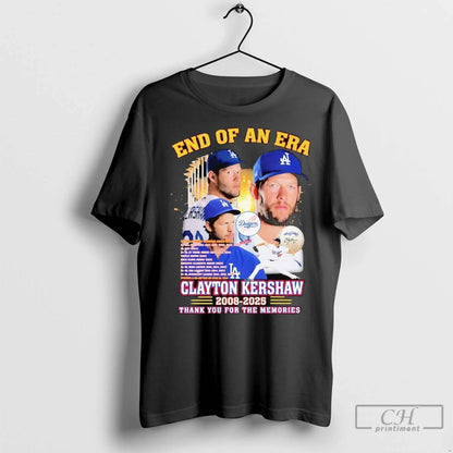 Premium Clayton Kershaw End Era 2008 2025 Thank You Memories TShirt