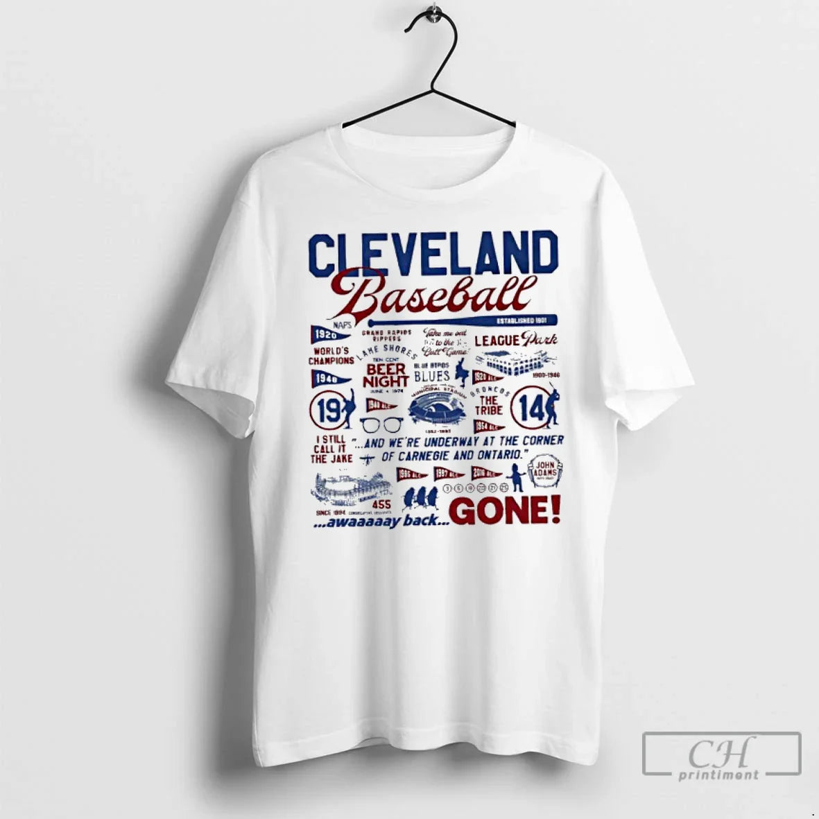 Premium Cleveland Baseball History Collage Away Back Gone Long Sleeve