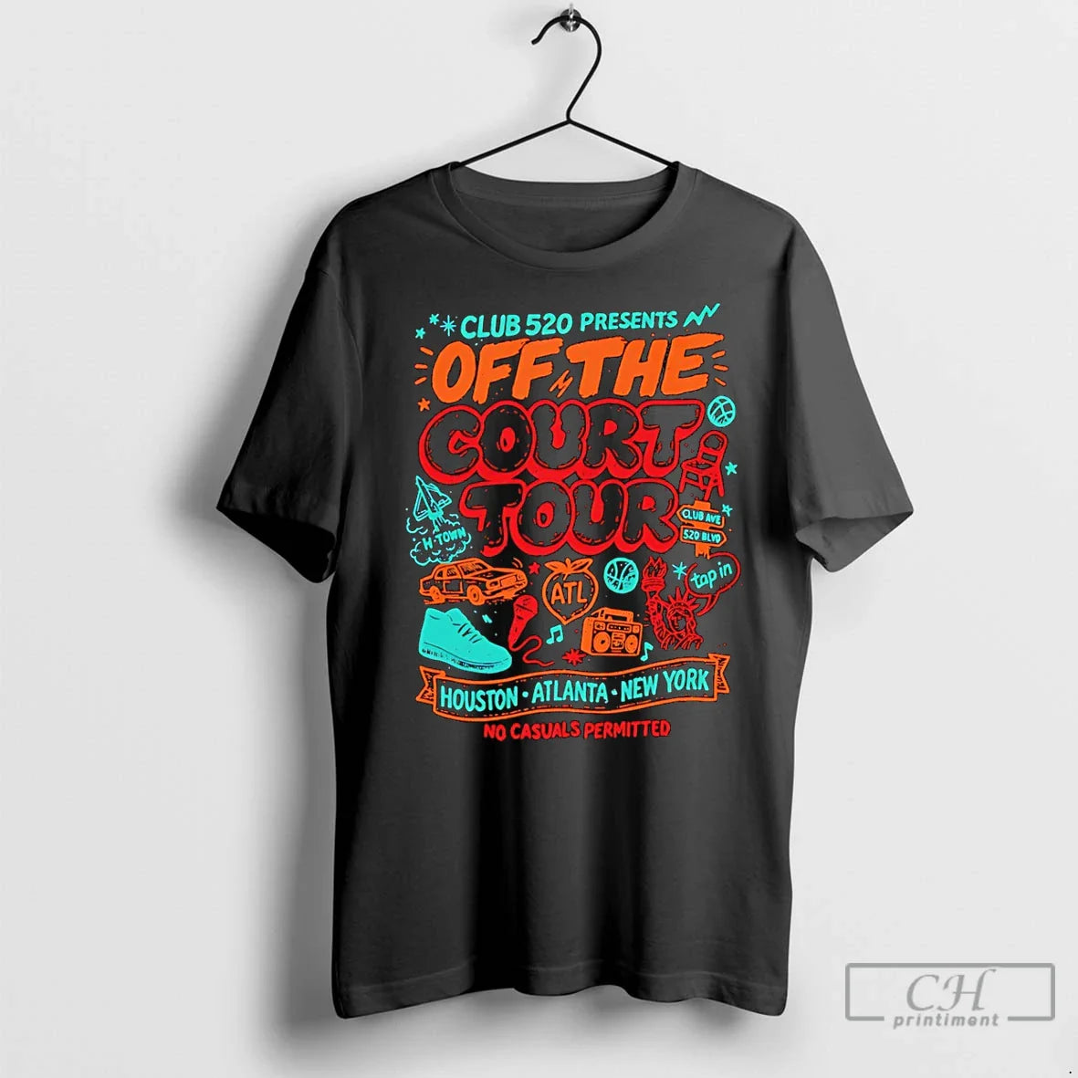 Premium Club 520 Presents Off Court Tour Art Shirt Retro Art