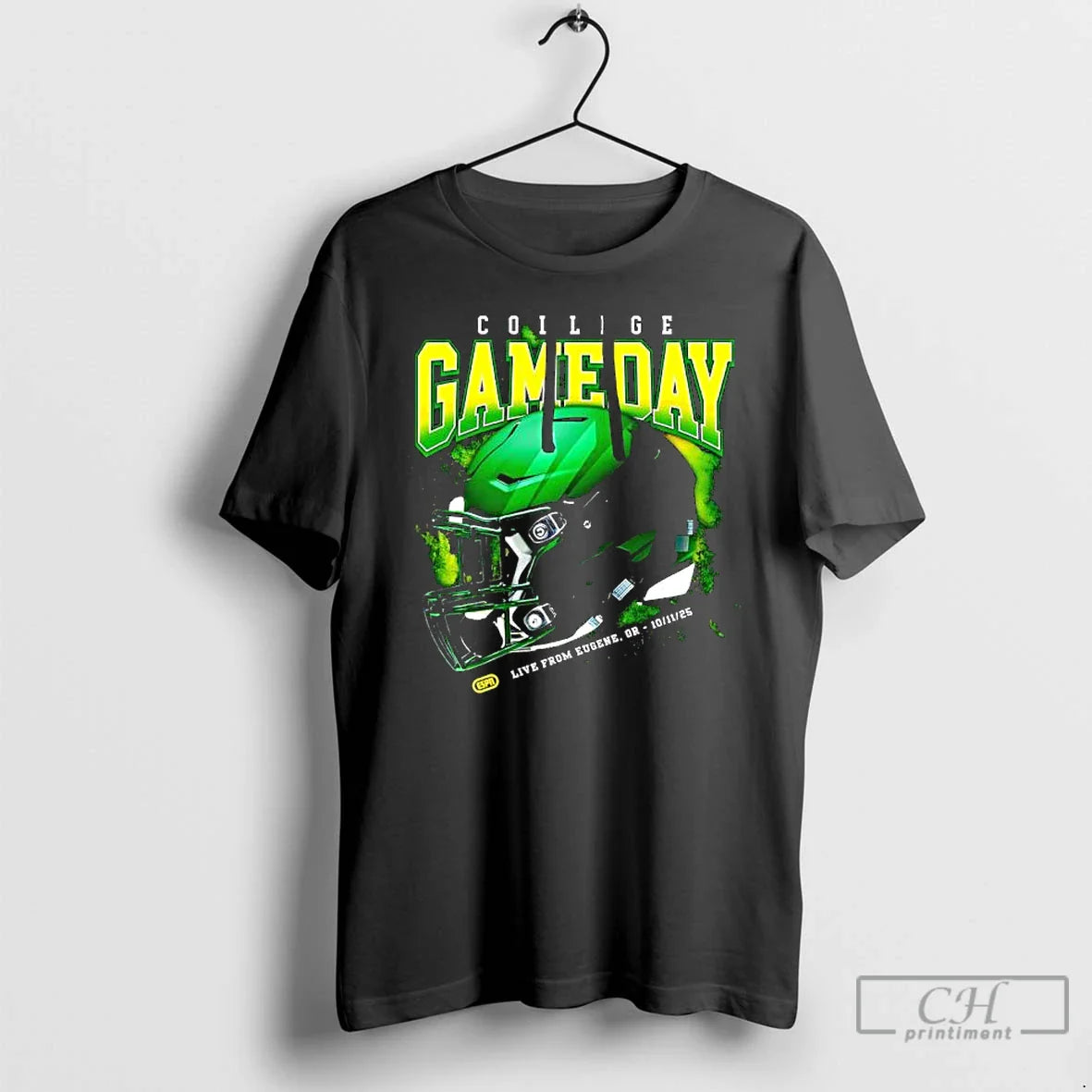 Premium College Gameday Green Football Helmet October Live From