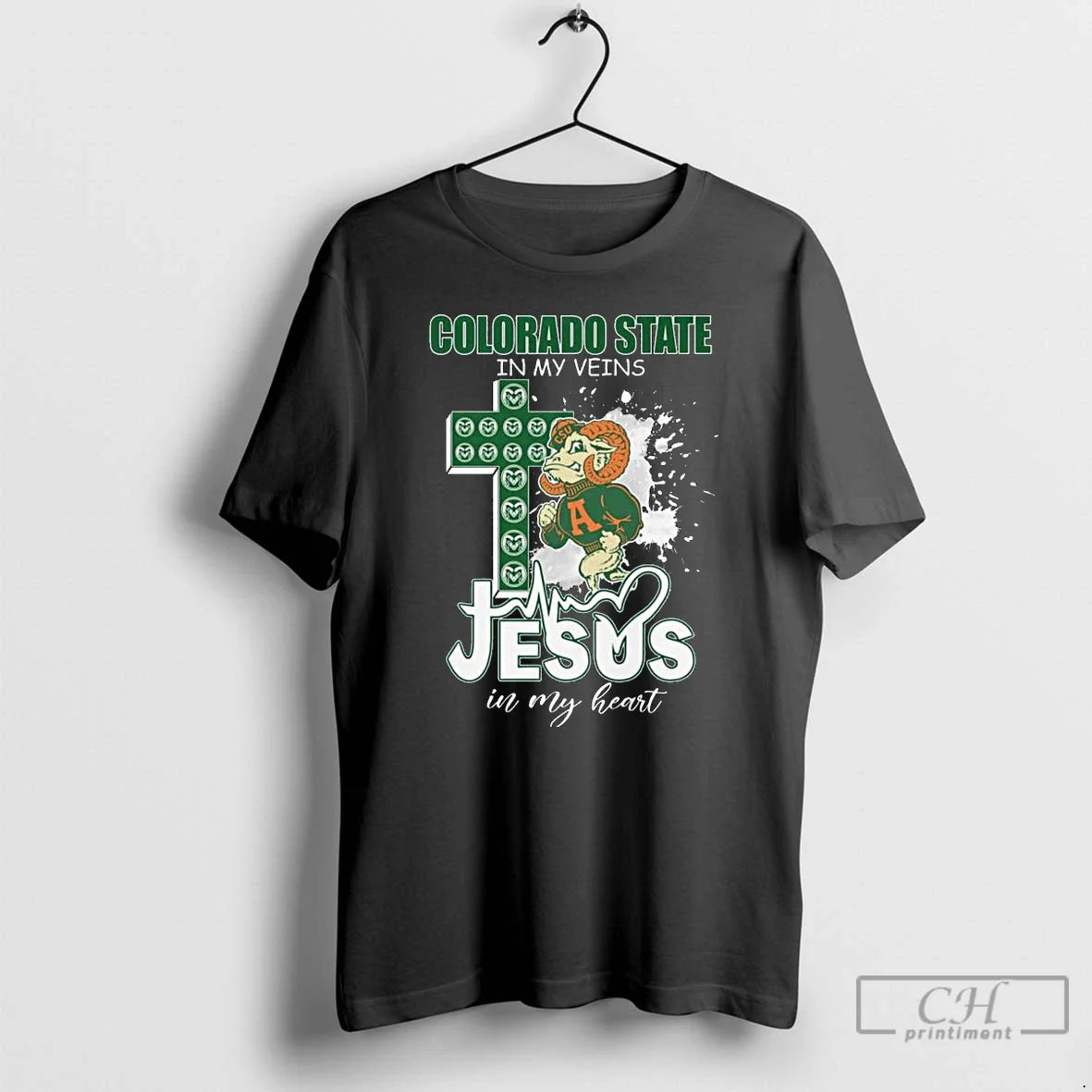 Premium Colorado State Rams My Veins Jesus My Heart Mascot Long Sleve