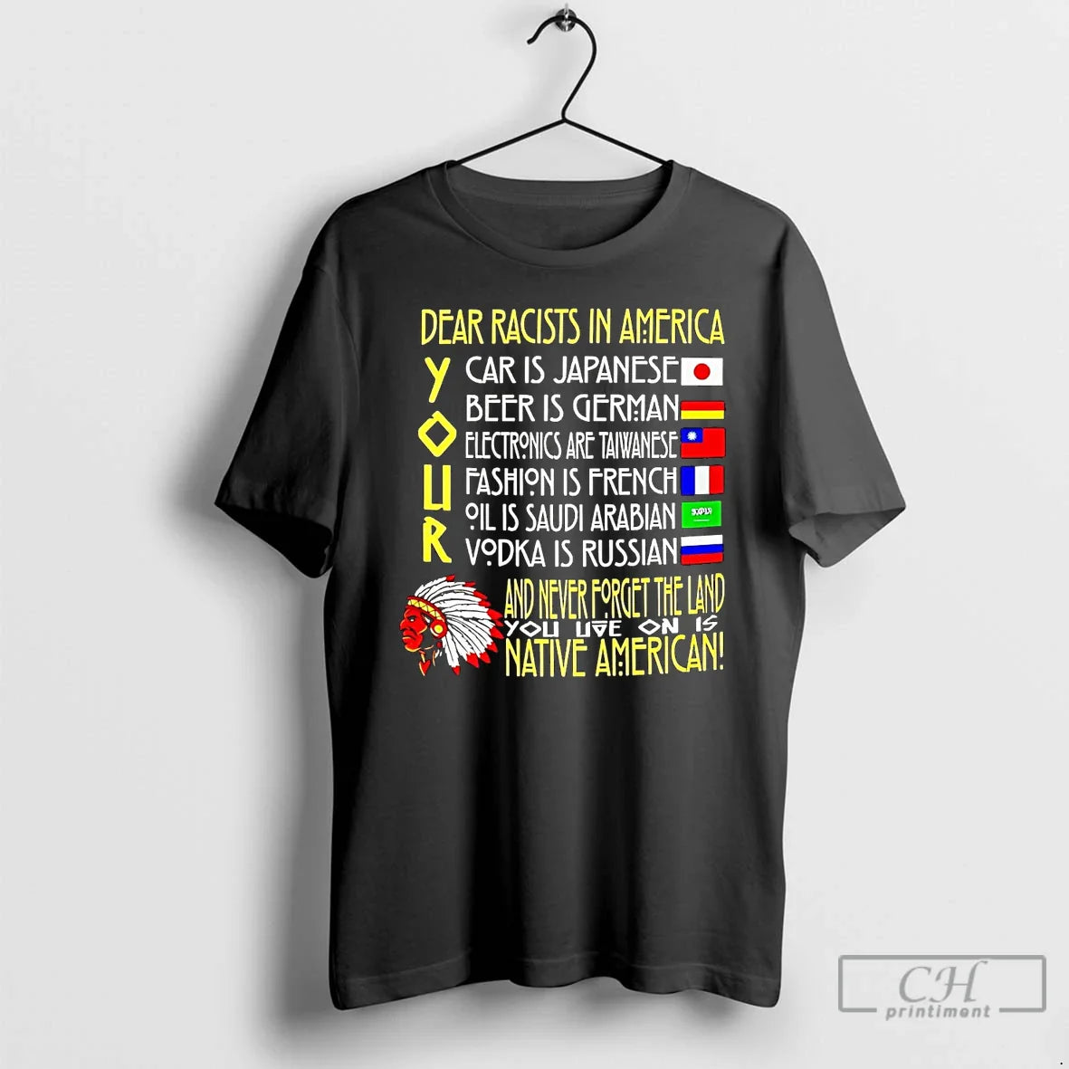 Premium Dear Racists America And Never Forget Land Native American T