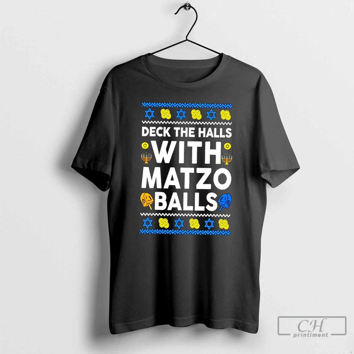 Premium Deck Halls Matzo Balls Hanukkah Ugly Sweat Long Sleeve Retro