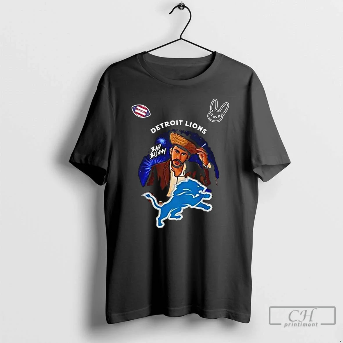Premium Detroit Lions Bad Bunny Super Bowl Lx Long Sleve T Shirts