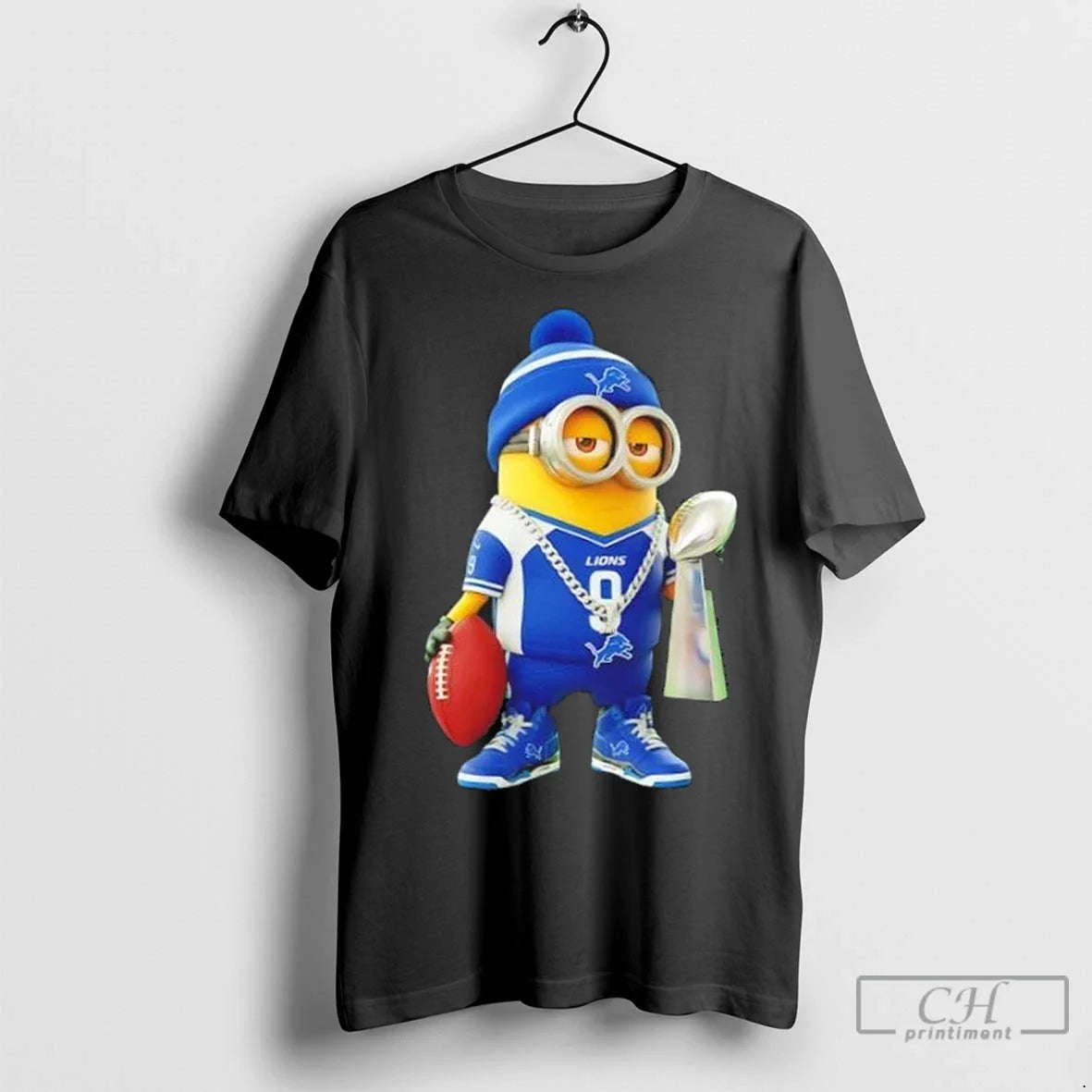 Premium Detroit Lions X Minions Hold Super Bowl Trophy Hoodie Elegant