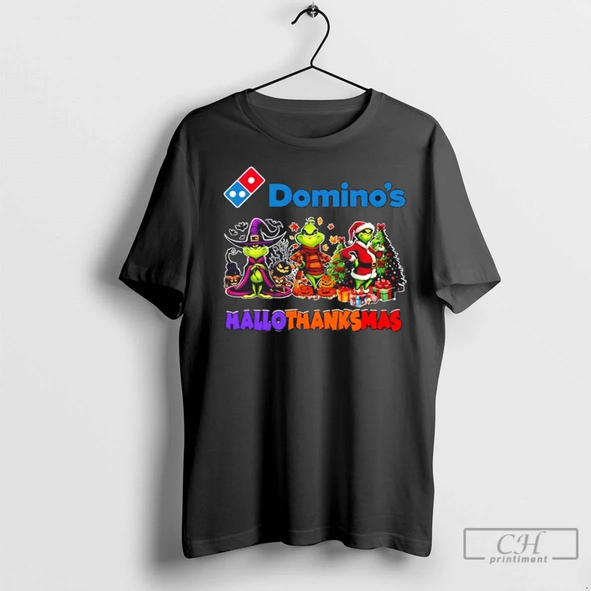 Premium Dominos X Grinch Cosplay Happy Hallothanksmas Long Sleeve