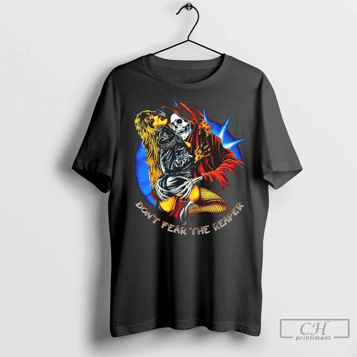 Premium Dont Fear Reaper Blue Oyster Cult Rock Song Skeleton Tank Top