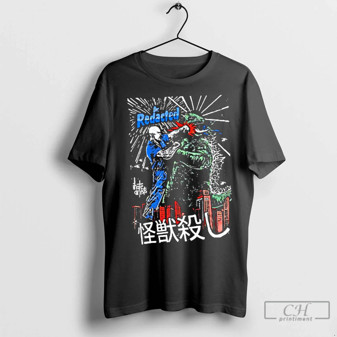 Premium Dr Redacted Kaiju Battle TShirt Modern Design