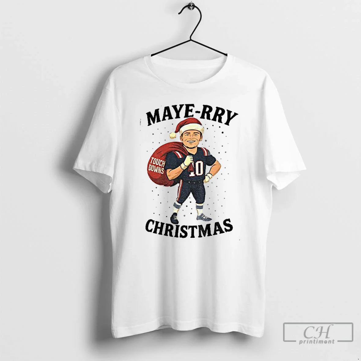 Premium Drake Maye New England Patriots X Santa Claus Touch Downs