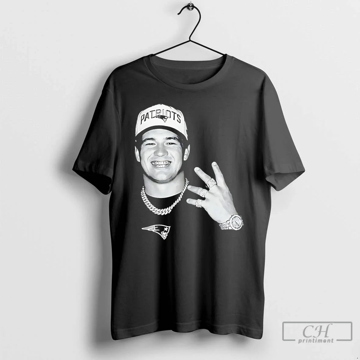 Drake Maye Diamond New England Patriots Ring Hand Long Sleeve Trendy