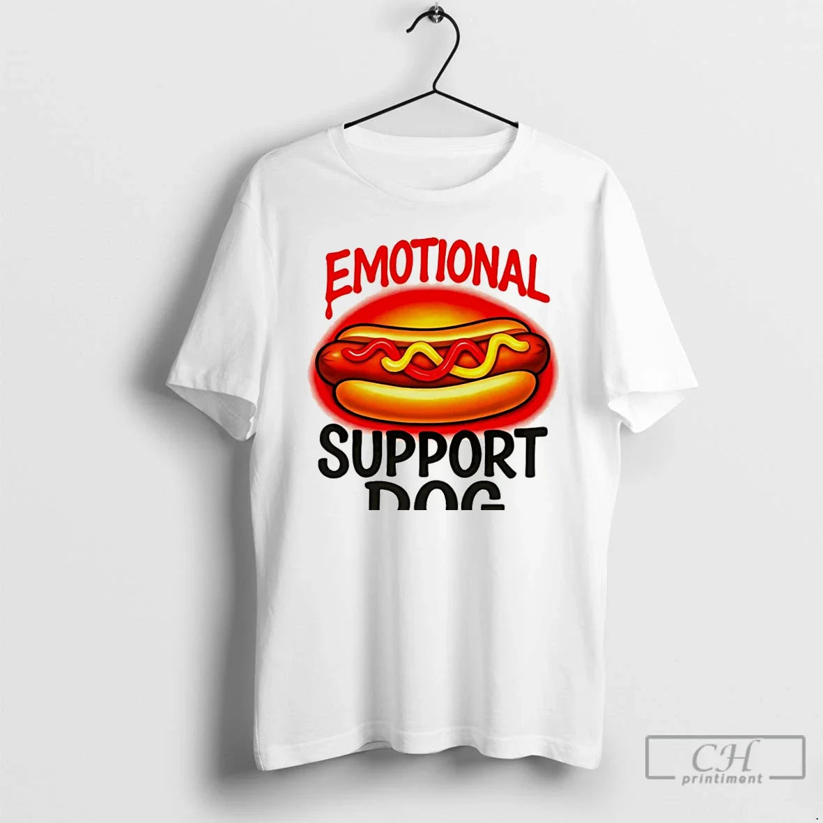 Premium Emotional Support Dog Hot Dog TShirt Trendy Art
