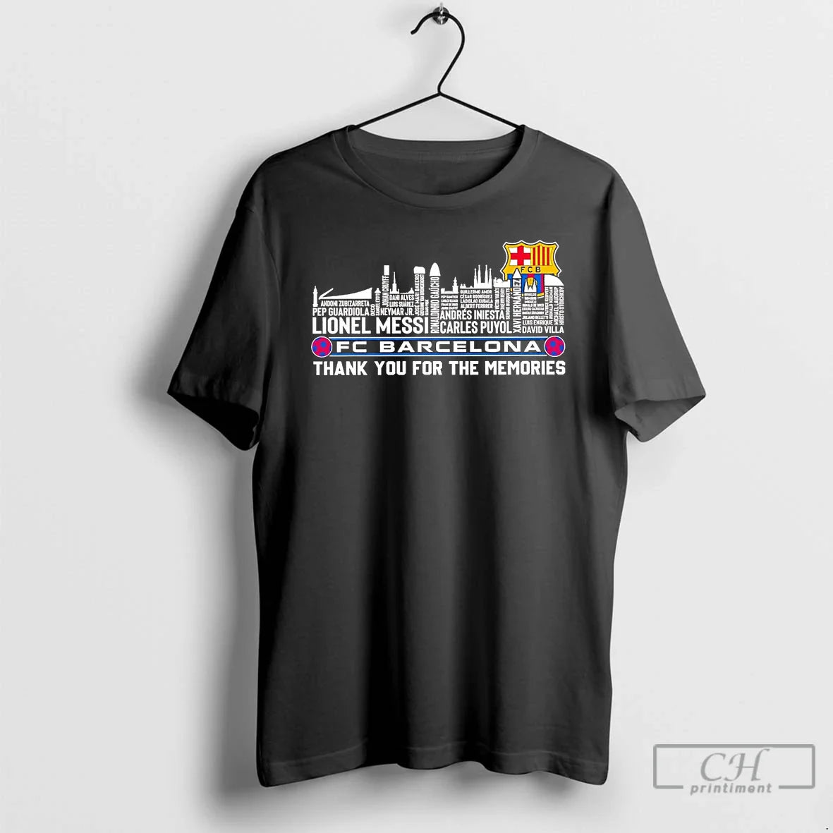 Premium Fc Barcelona Skyline Players Names Thank You Memories Hoodie