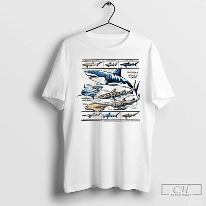 Premium Field Guide To Sharks World Illustration Marine Life T Shirts