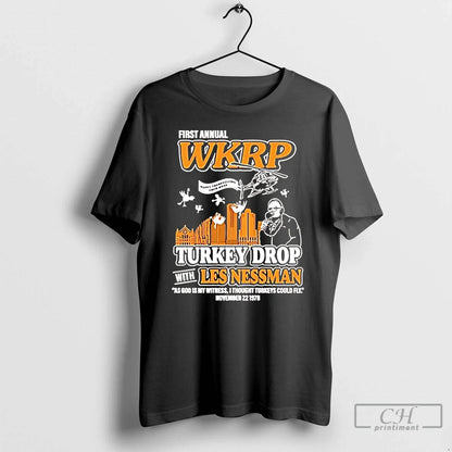 Premium First Annual Wkrp Turkey Drop Les Nessman Thanksgiving T