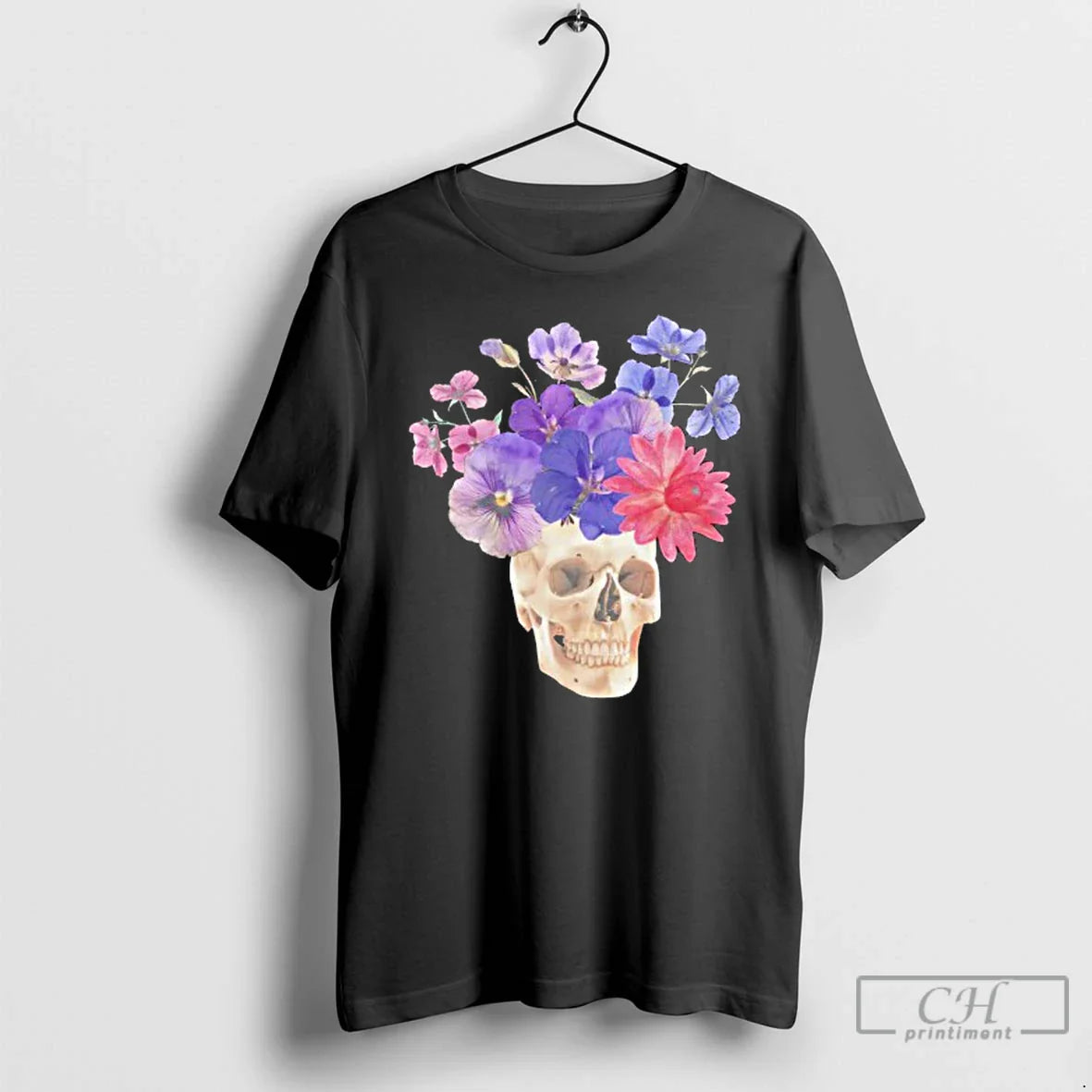 Premium Floral Skull Collage T Shirts Long Sleeve Modern Collection