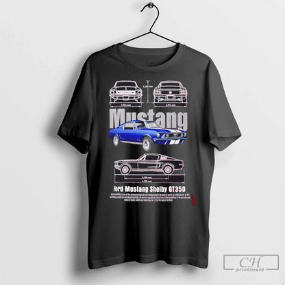 Premium Ford Mustang Shelby Gt350 Blueprint TShirt Elegant Art