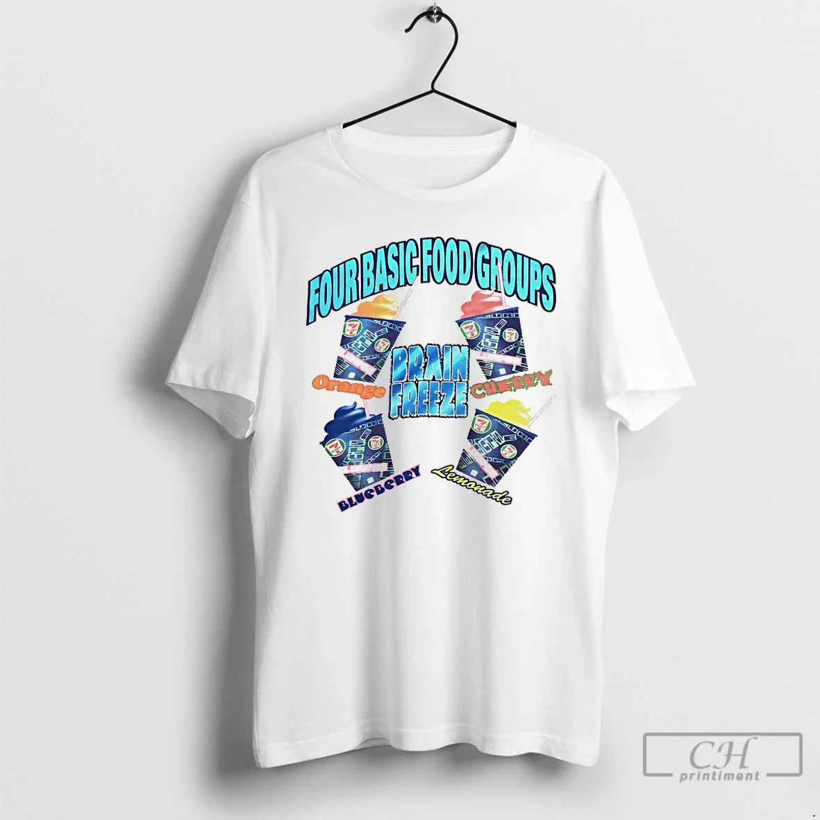 Premium Four Basic Food Groups Brain Freeze Tee Modern Look