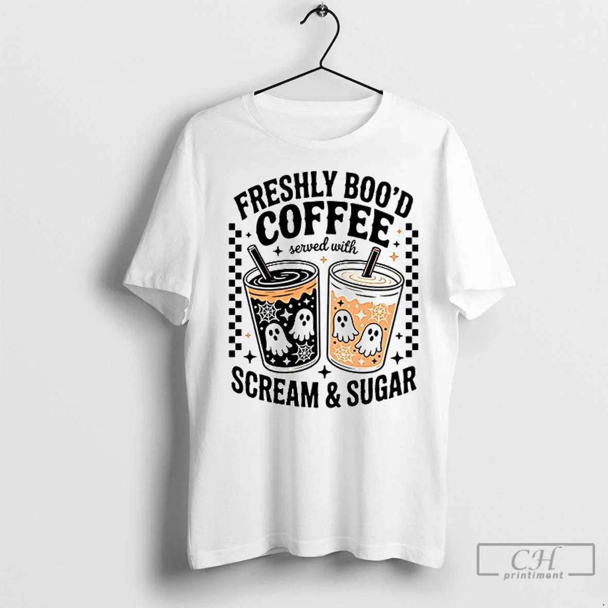 Premium Freshly Bood Coffee Served Cream And Sugar Halloween Ceramic