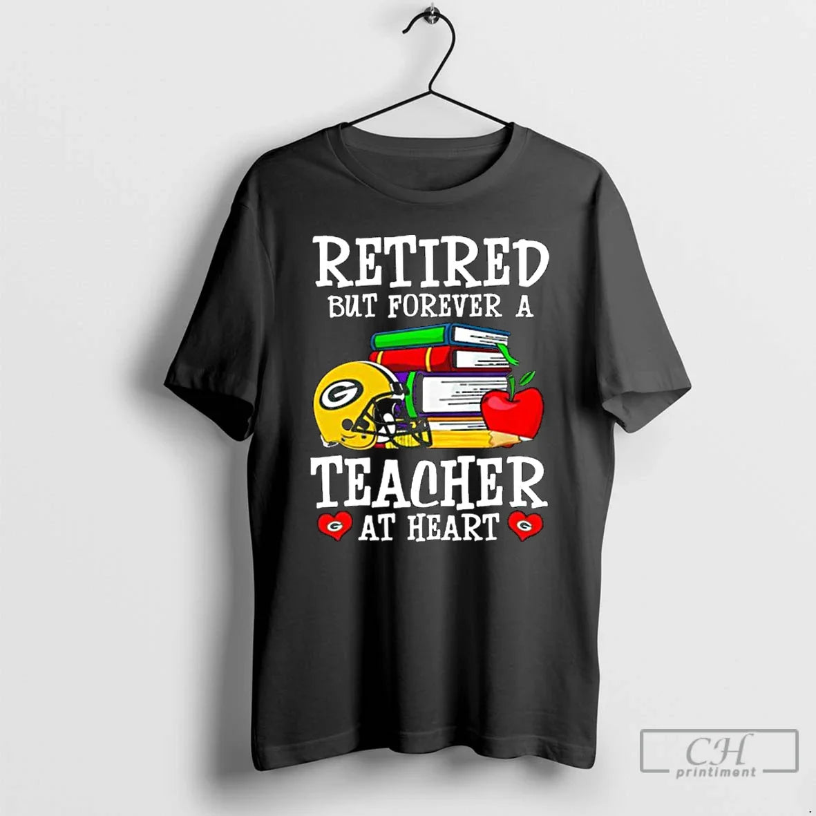 Premium Green Bay Packers Retired But Forever Teacher Heart Long