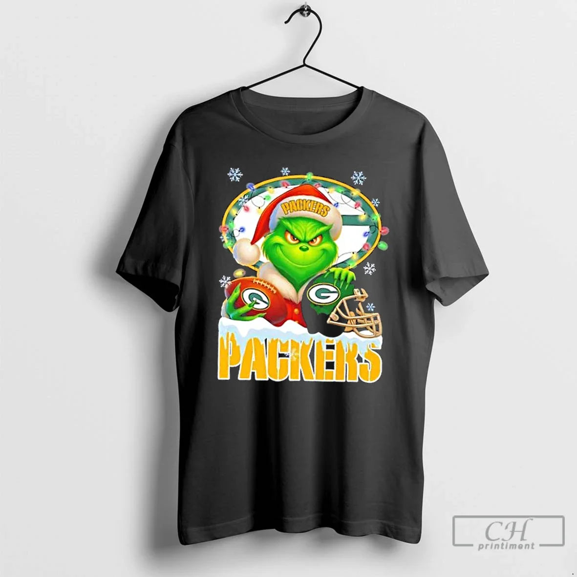 Premium Grinch Lights Holding Ball And Smiling Green Bay Packers Fans