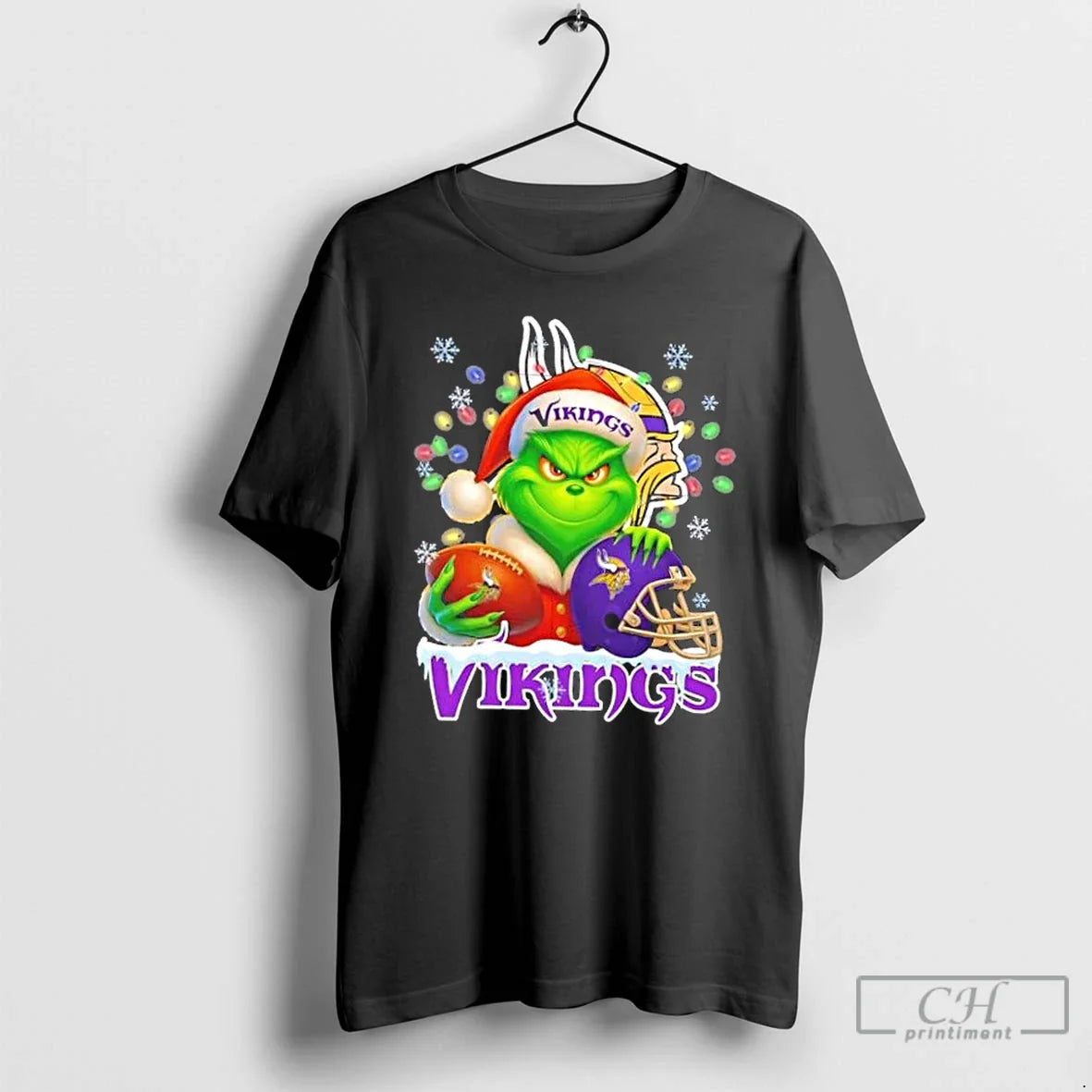 Premium Grinch Lights Holding Ball And Smiling Minnesota Vikings Fans