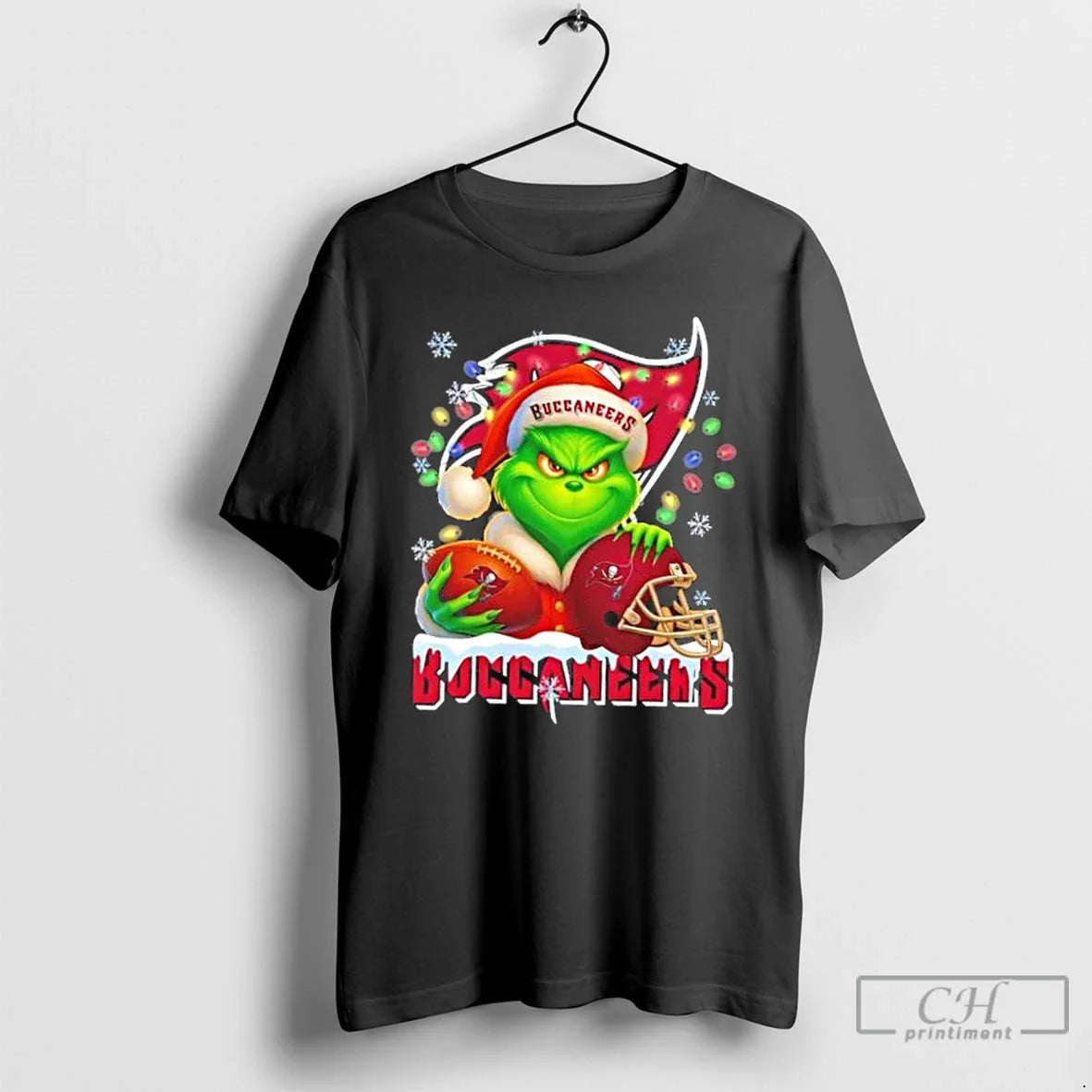 Premium Grinch Lights Holding Ball And Smiling Tampa Bay Buccaneers
