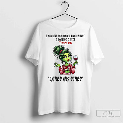 Premium Grinch Im Who Would Rather Have Bonfire And Beer Shirt Retro