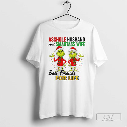 Premium Grinch Santa Asshole Husband And Smartass Wife Best Friends