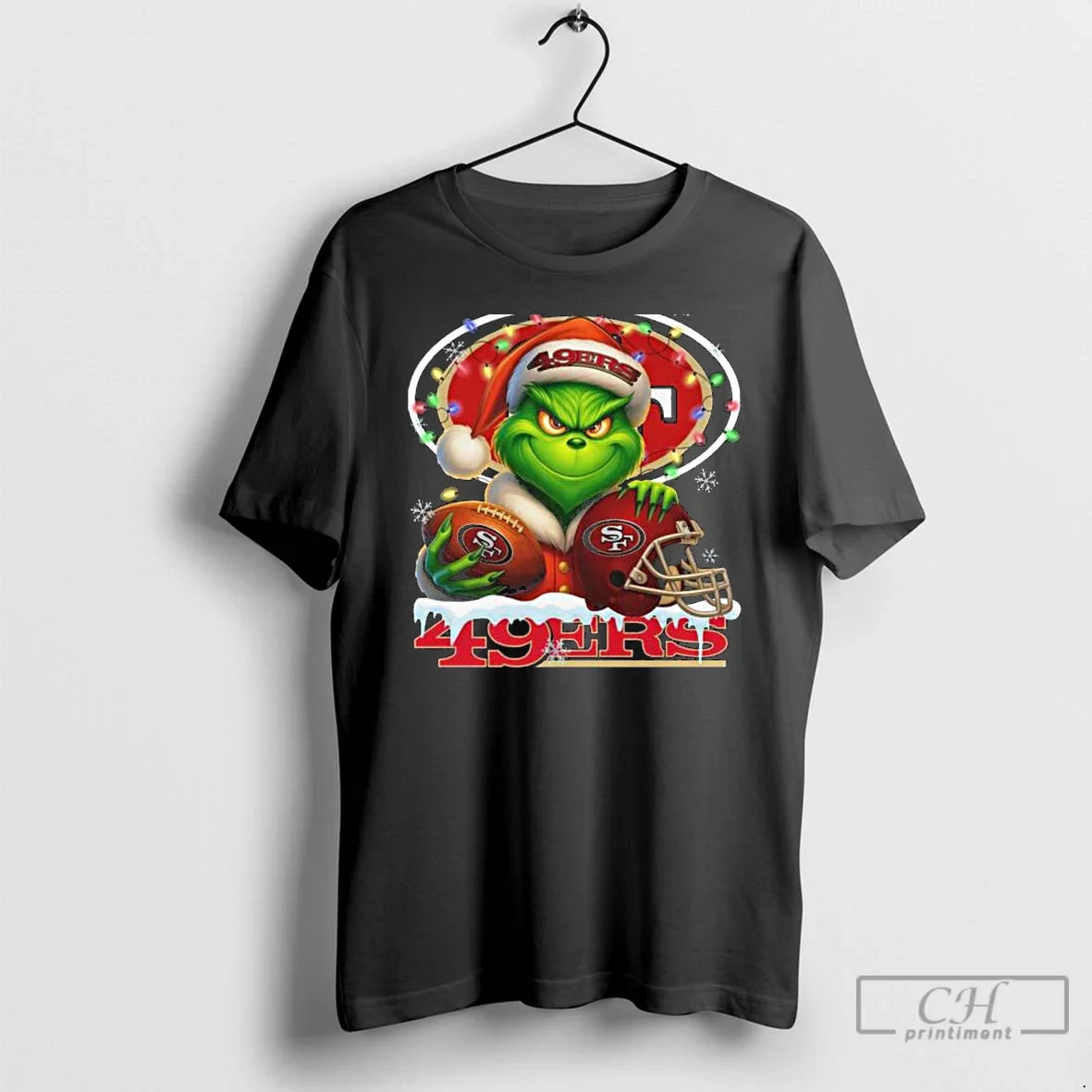 Premium Grinch X San Francisco 49Ers Ball And Helmet Merry Tee