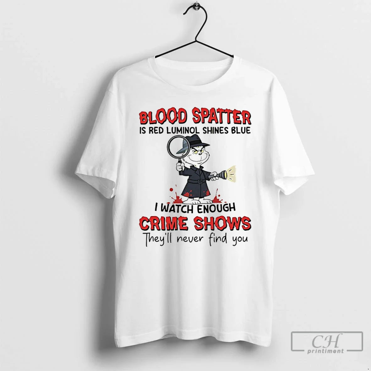 Premium Grinch Blood Spatter Is Red Luminol Shines Blue I Watch