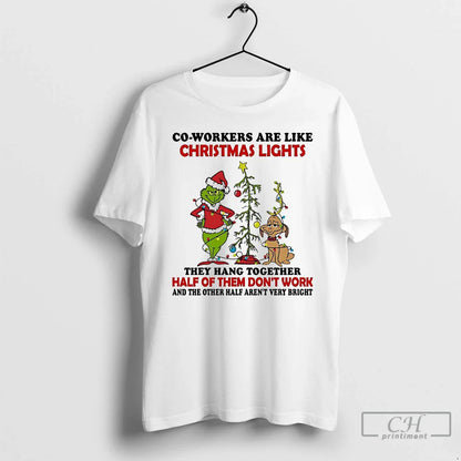 Premium Grinch Co Workers Are Like Lights They Hang Together Hoodie