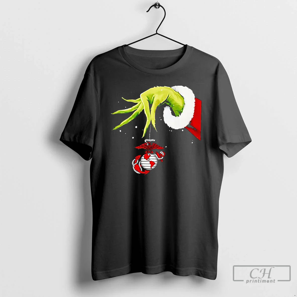 Premium Grinch Hand Holding Us Marines Corps Shirt Retro Style