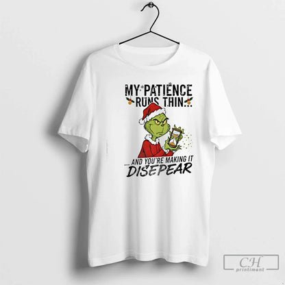 Premium Grinch My Patience Runs Thin And Youre Making It Hoodie