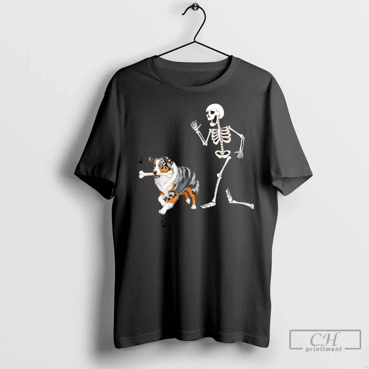 Premium Halloween Australian Shepherd And Skeleton Sweatshirt Unique