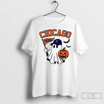 Premium Halloween Ghost Chicago Cubs Football Flag Pumpkin Shirt