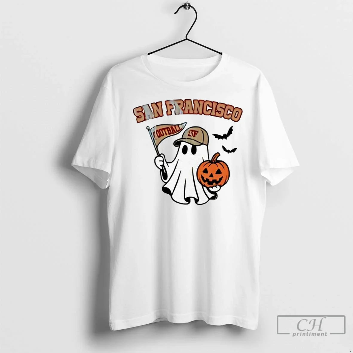 Premium Halloween Ghost San Francisco 49Ers Football Flag Pumpkin