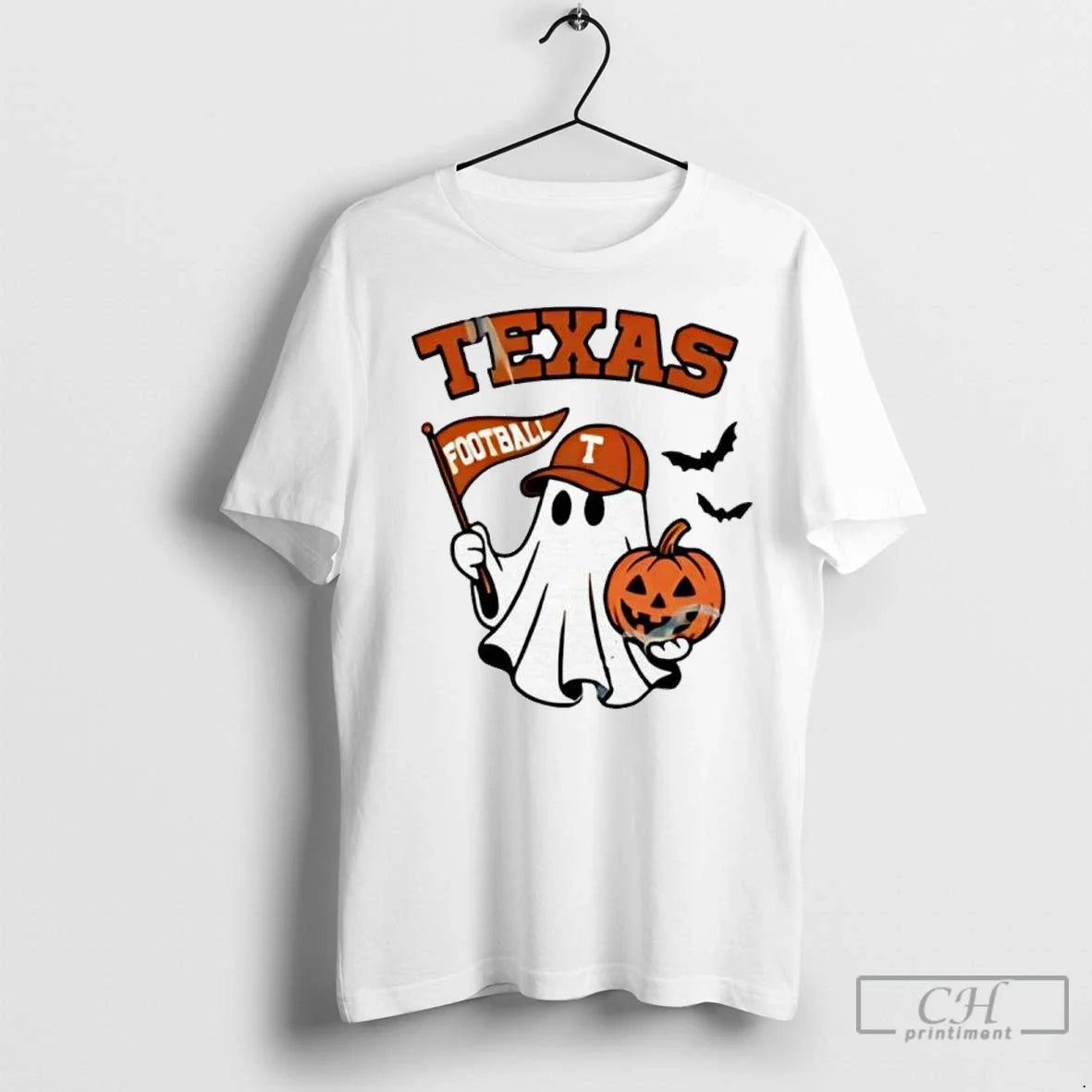Premium Halloween Ghost Texas Longhorns Football Flag Pumpkin Tank