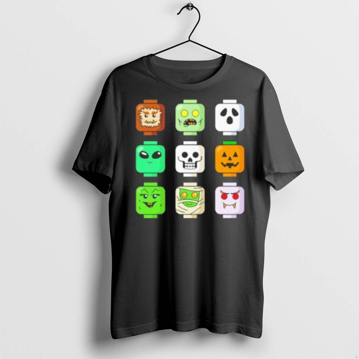 Premium Halloween Zombie Block Heads T Shirts Tee Classic Fashion