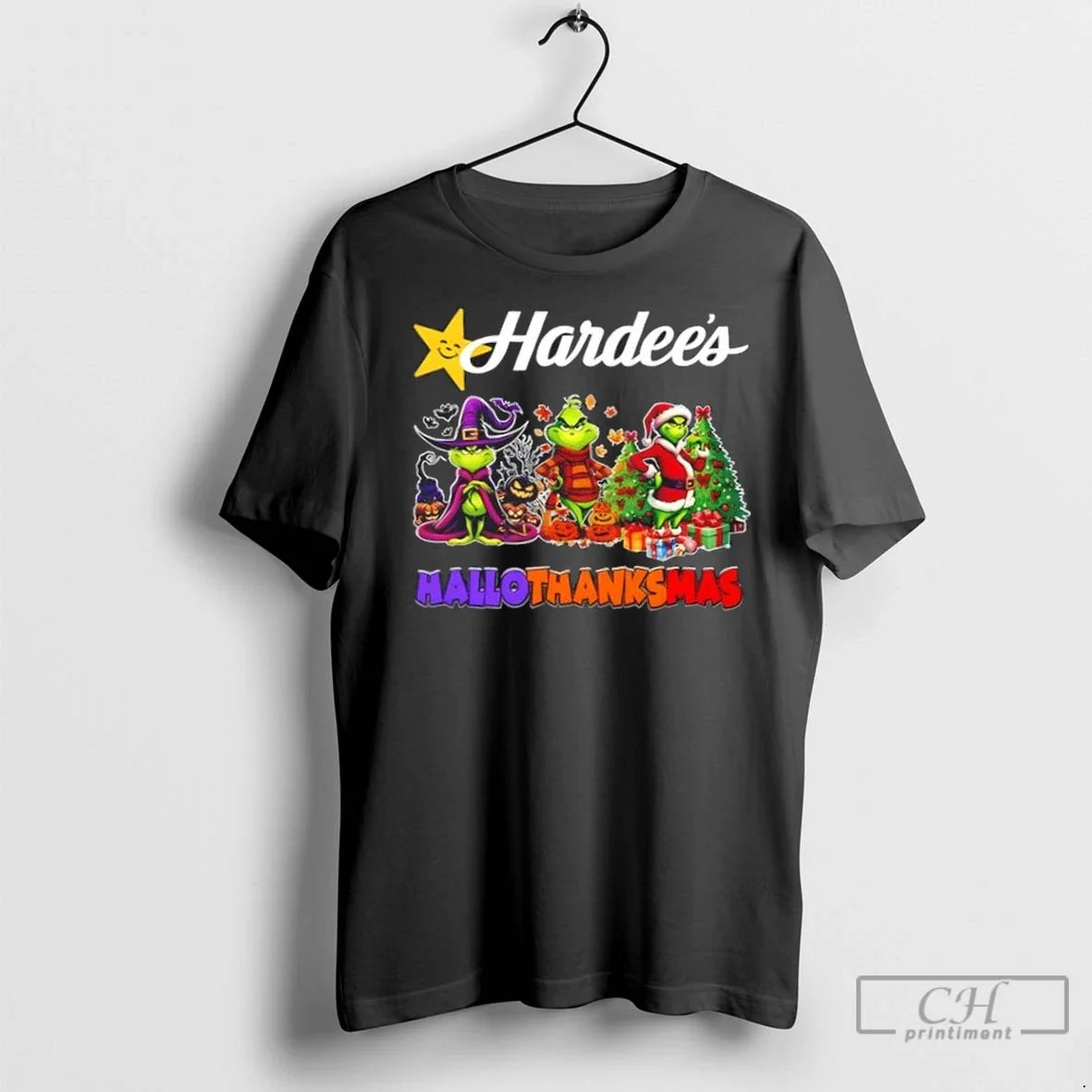Premium Hardees X Grinch Cosplay Happy Hallothanksmas Tee Classic Gift