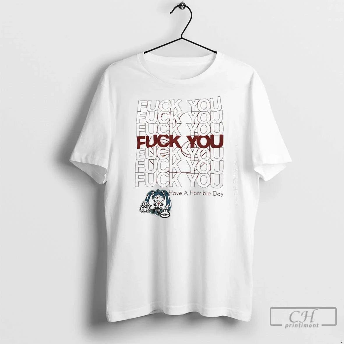 Premium Hatsune Miku Fck You Have Horribie Day Anime TShirt Trendy