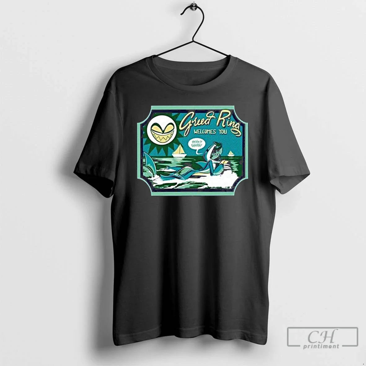 Premium Helluva Boss Chaz Halloween Slasher Shark Robot Long Sleve T