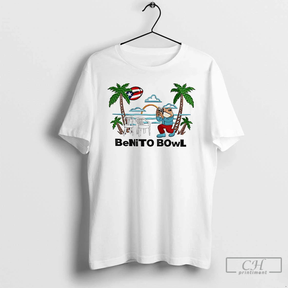 Premium Here Benito Bowl Embroidered Puerto Rican Football Summer T