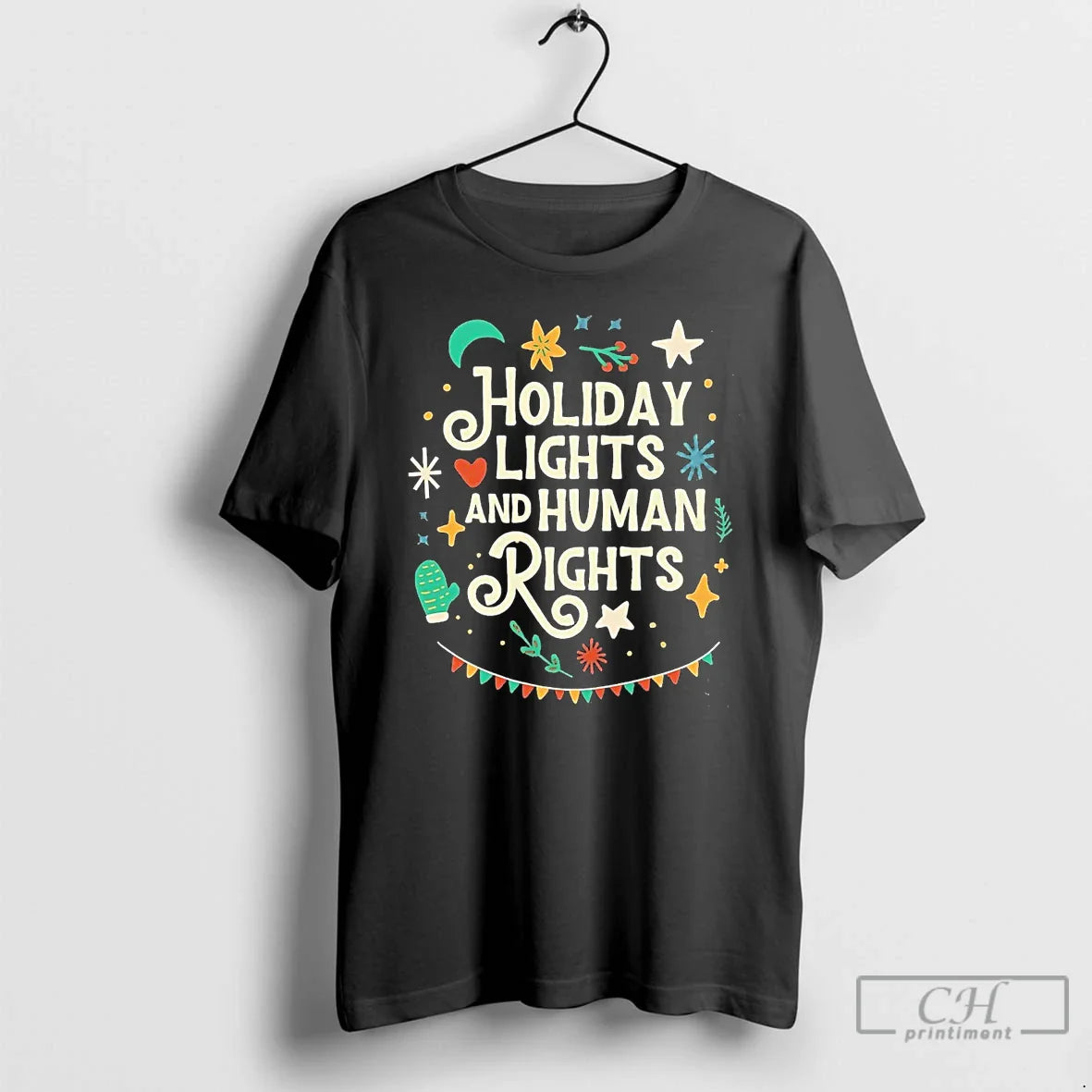 Premium Holiday Lights And Human Rights Long Sleeve Designer Merch