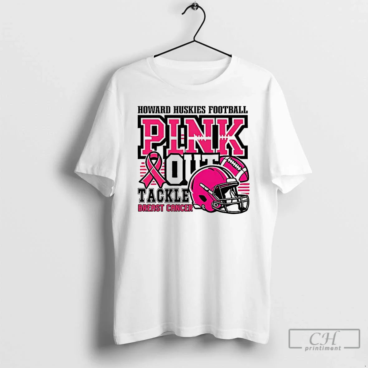 Premium Howard Huskies Football Breast Cancer Awareness T Shirts Tank