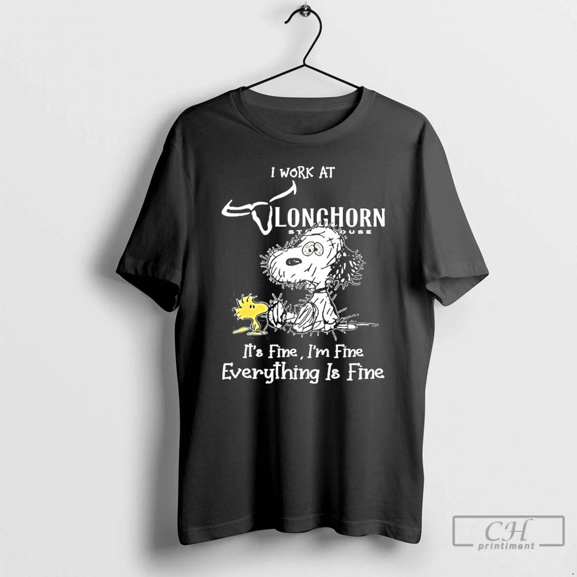 Premium I Work Longhorn X Tired Snoopy Its Fine Im Fine Everything Is