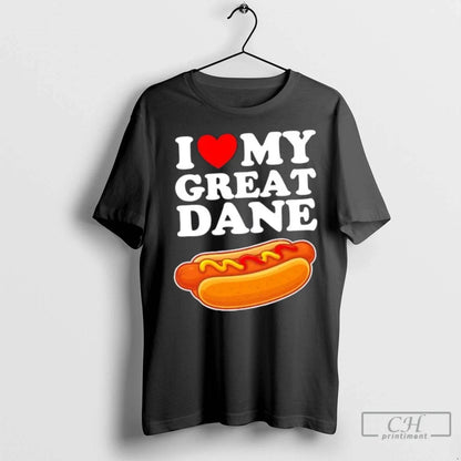 Premium I Love My Great Dane Hot Dog Long Sleeve Exclusive Design