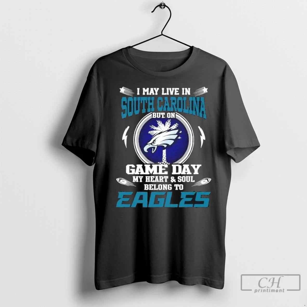 Premium I May Live South Carolina But Game Day My Heart And Soul Tee