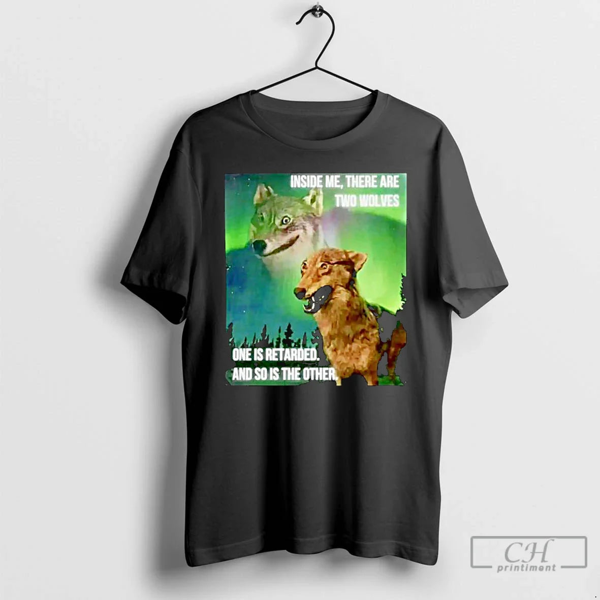 Premium Inside Me There Are Two Wolves Meme Ornaments T Shirts Tee