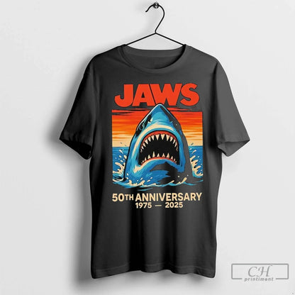 Premium Jaws Movie 50Th Anniversary 1975 2025 T Shirts Tee Premium